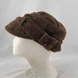 Rip Curl Brown Tweed Baker Boy Cap with Side Buckle y2k vintage